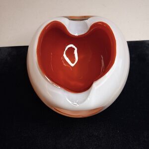 Art Glass White Cased Pinched Lip Glass Bowl/Ash tray Cottagecore Grandmacore